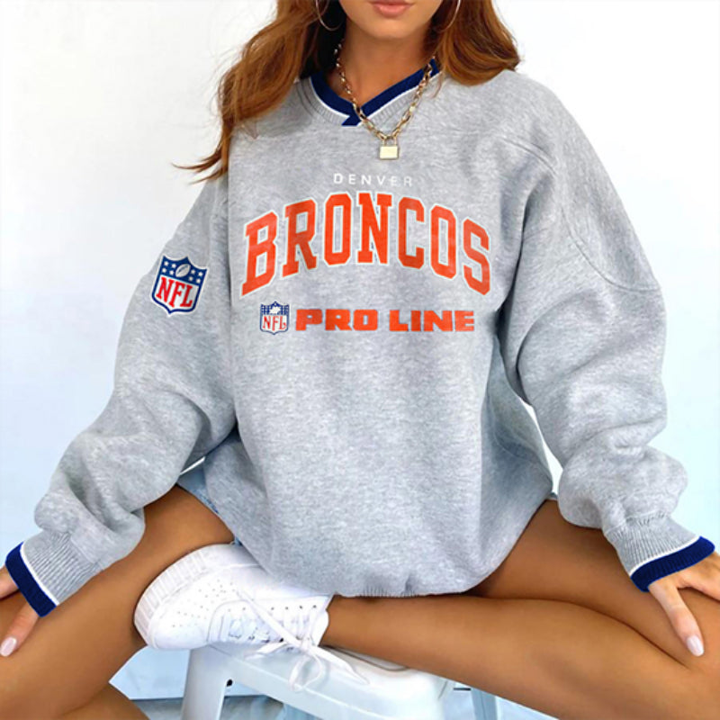 Denver Broncos V-neck Pullover Sweatshirt