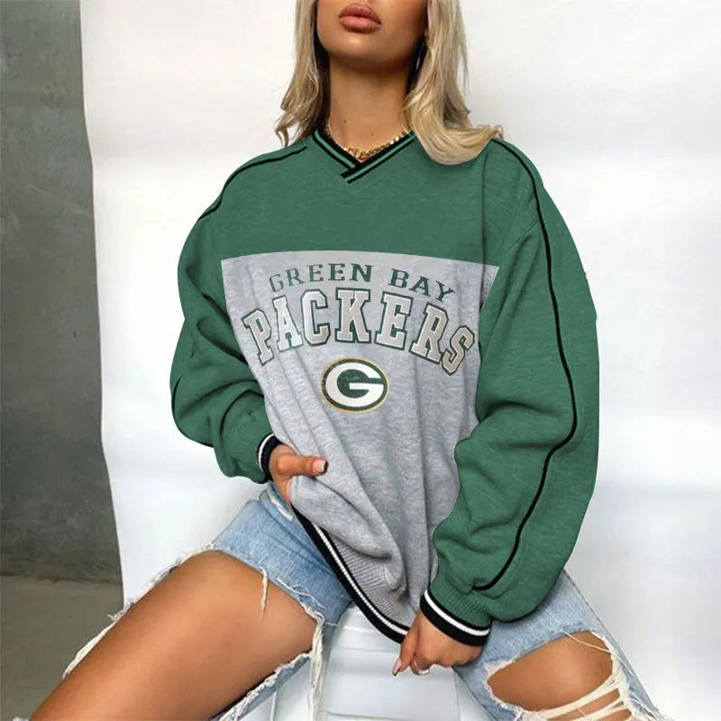 Green Bay Packers V-neck Pullover Sweatshirt