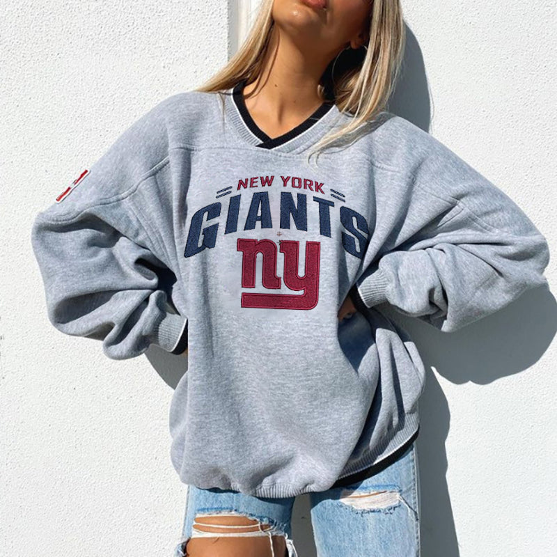 New York Giants V-neck Pullover Sweatshirt