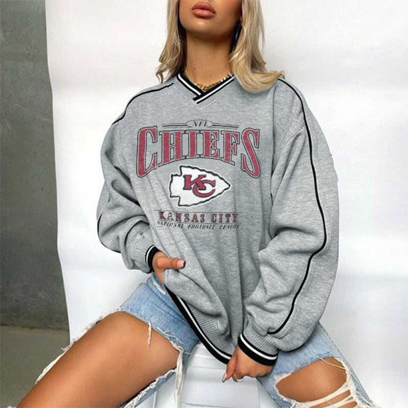 Kansas City Chiefs V-neck Pullover Sweatshirt