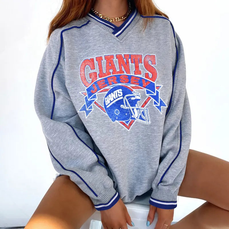 New York Giants  V-neck Pullover Sweatshirt