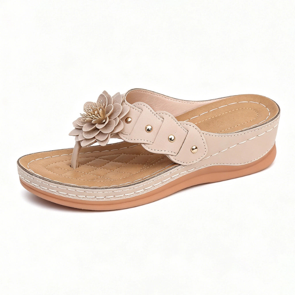 Floral Wedge Flip-Flops – Slip-On Style with Arch Support