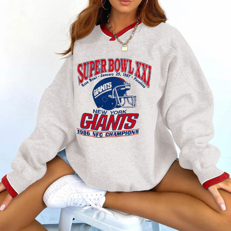 New York Giants V-neck Pullover Sweatshirt