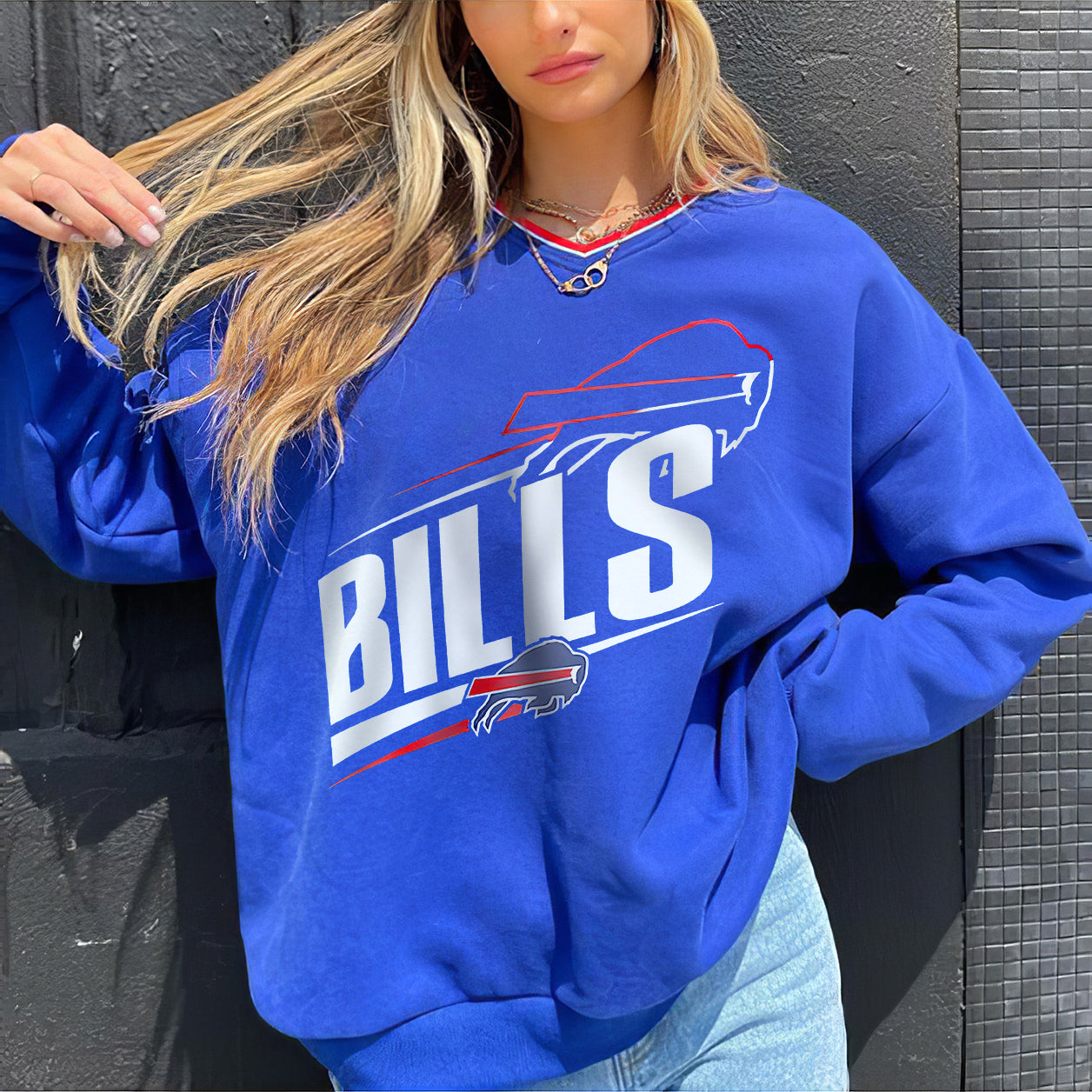 Buffalo Bills V-neck Pullover Sweatshirt