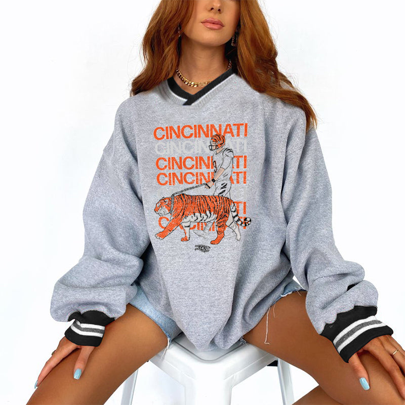 Cincinnati Bengals V-neck Pullover Sweatshirt