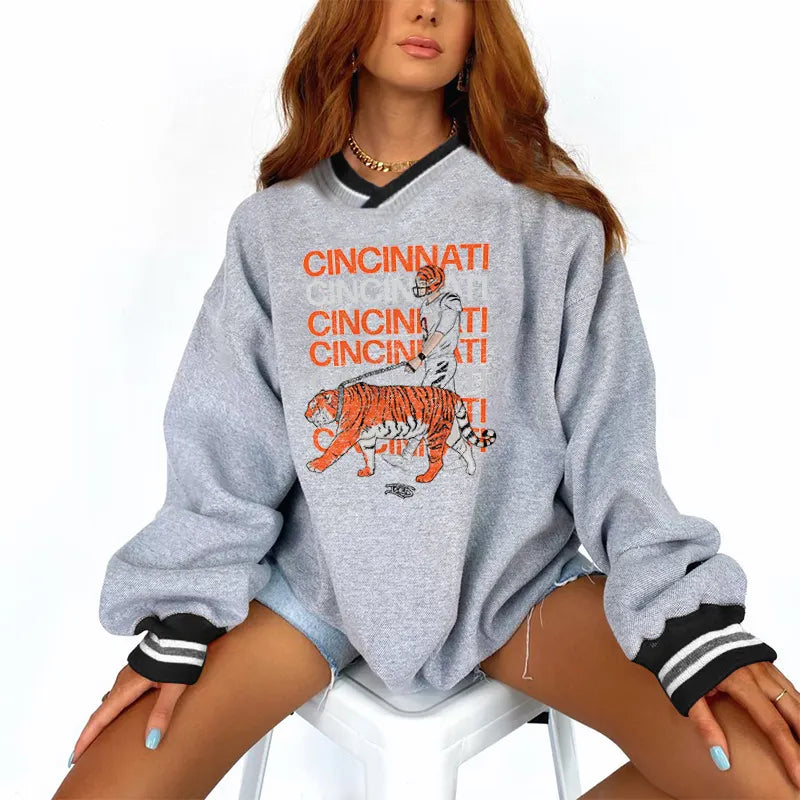 Cincinnati Bengals V-neck Pullover Sweatshirt