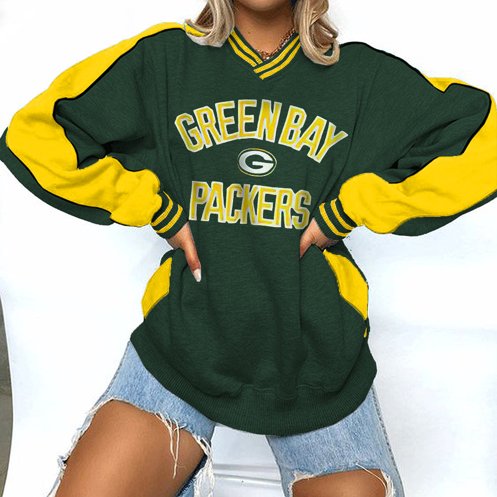 Green Bay Packers V-neck Pullover Sweatshirt