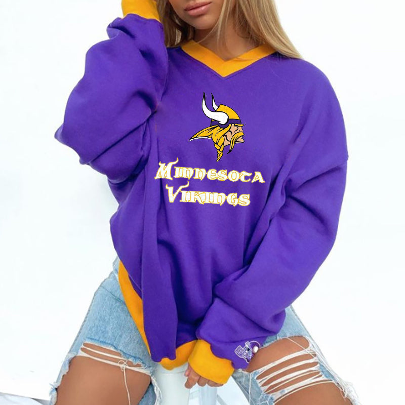 Minnesota Vikings V-neck Pullover Sweatshirt