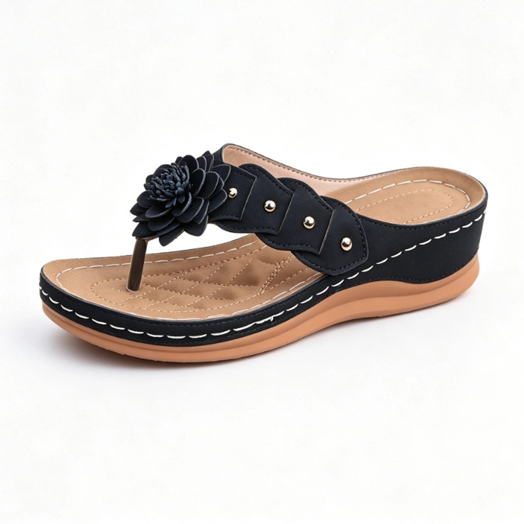 Floral Wedge Flip-Flops – Slip-On Style with Arch Support