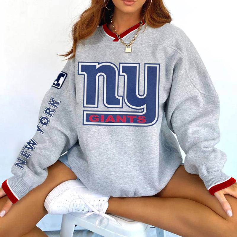 New York Giants V-neck Pullover Sweatshirt