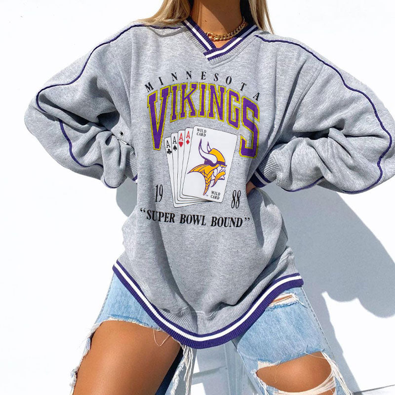 Minnesota Vikings V-neck Pullover Sweatshirt