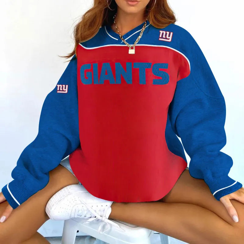 New York Giants V-neck Pullover Sweatshirt