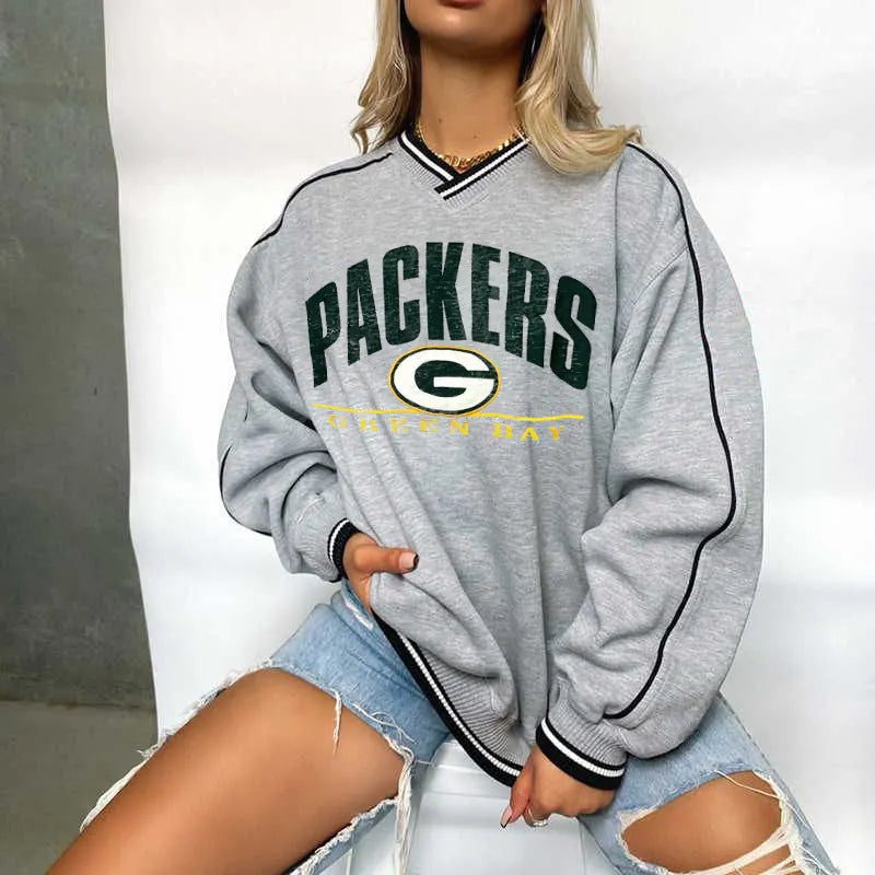 Green Bay Packers V-neck Pullover Sweatshirt