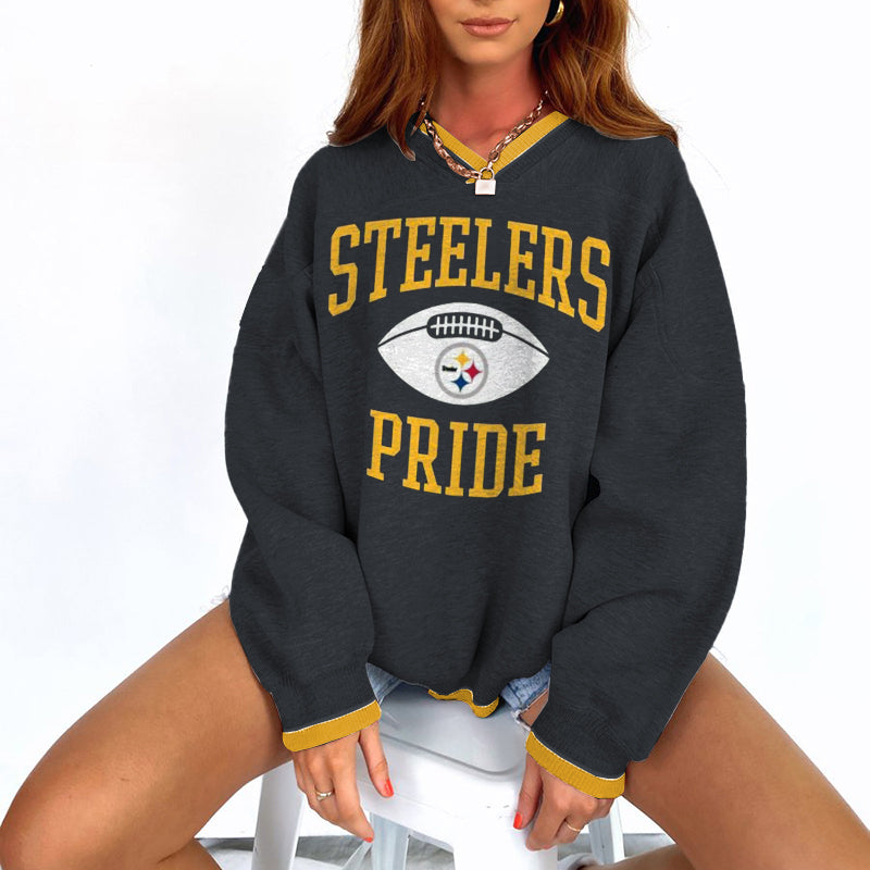 Pittsburgh Steelers V-neck Pullover Sweatshirt